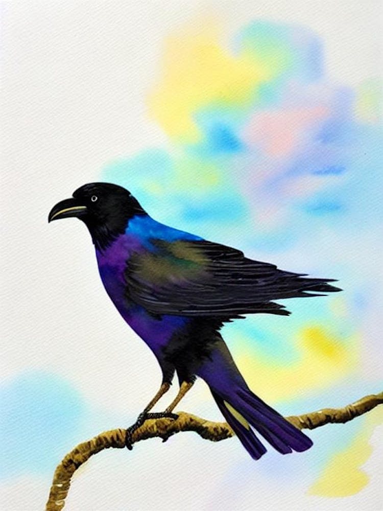 Raven Watercolour Bird