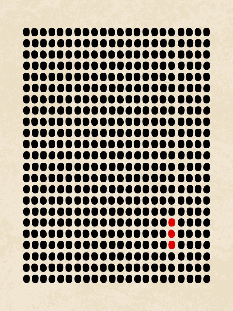 Minimalist Grid with Red Accent Abstract Art