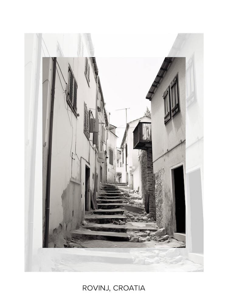 Poster Of Rovinj, Croatia, Black And White Old Photo 4