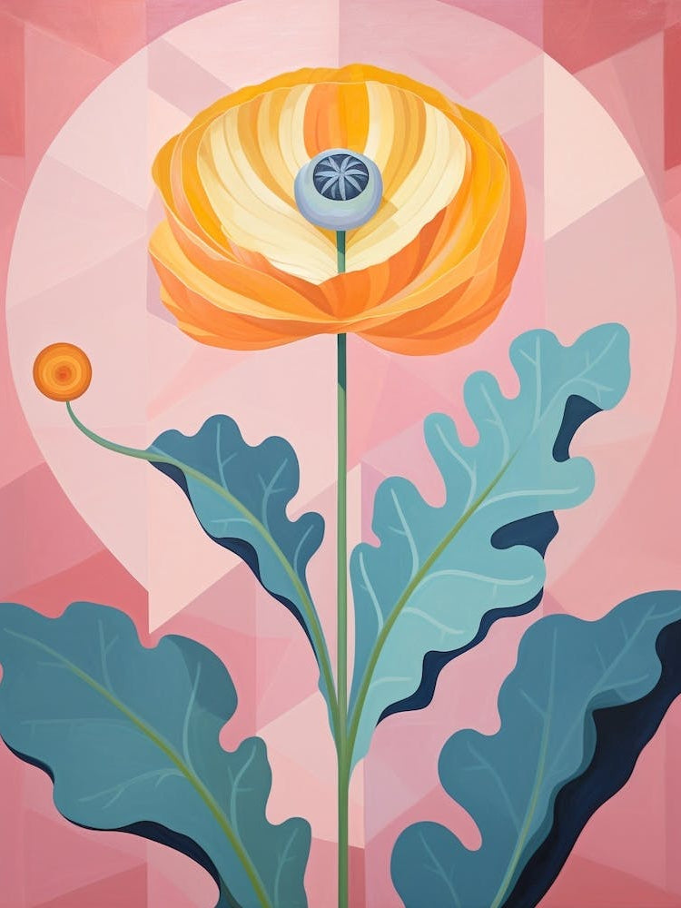 Ranunculus 1 Hilma Af Klint Inspired Pastel Flower Painting