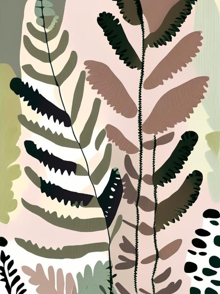 Nördlicher Frauenfarn Wildblume Moderne gedämpfte Farben