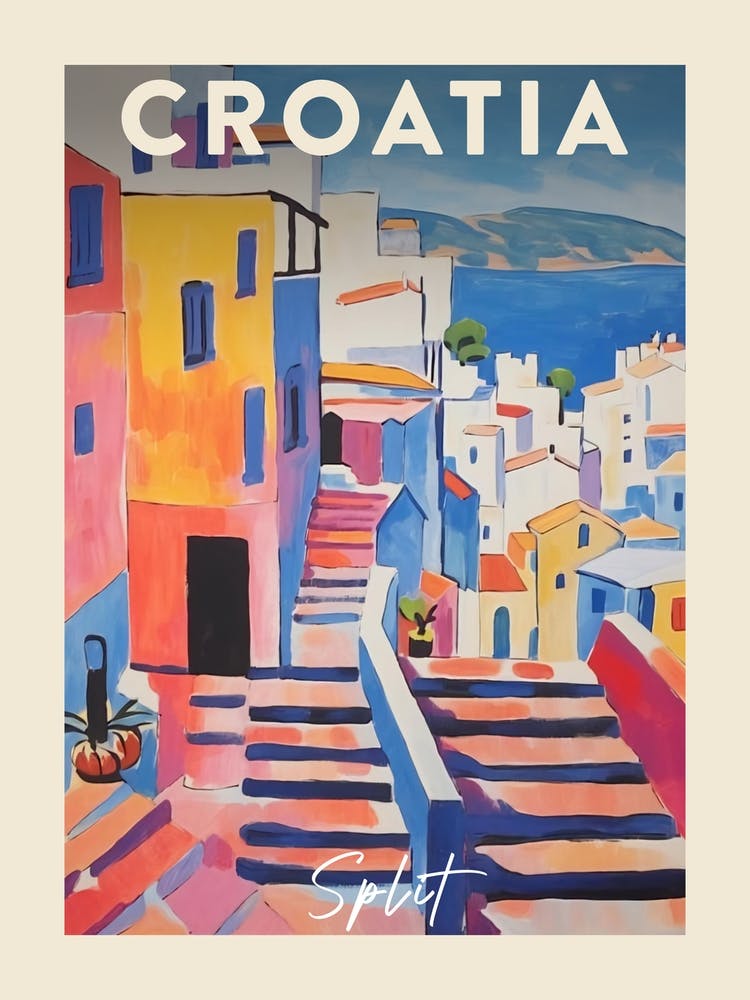 Split Croatia 5 Fauvist Painting Travel Poster