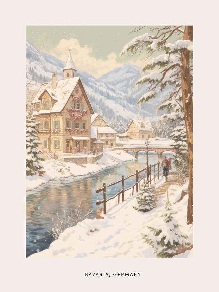 Vintage Winterposter Bayern Deutschland 2