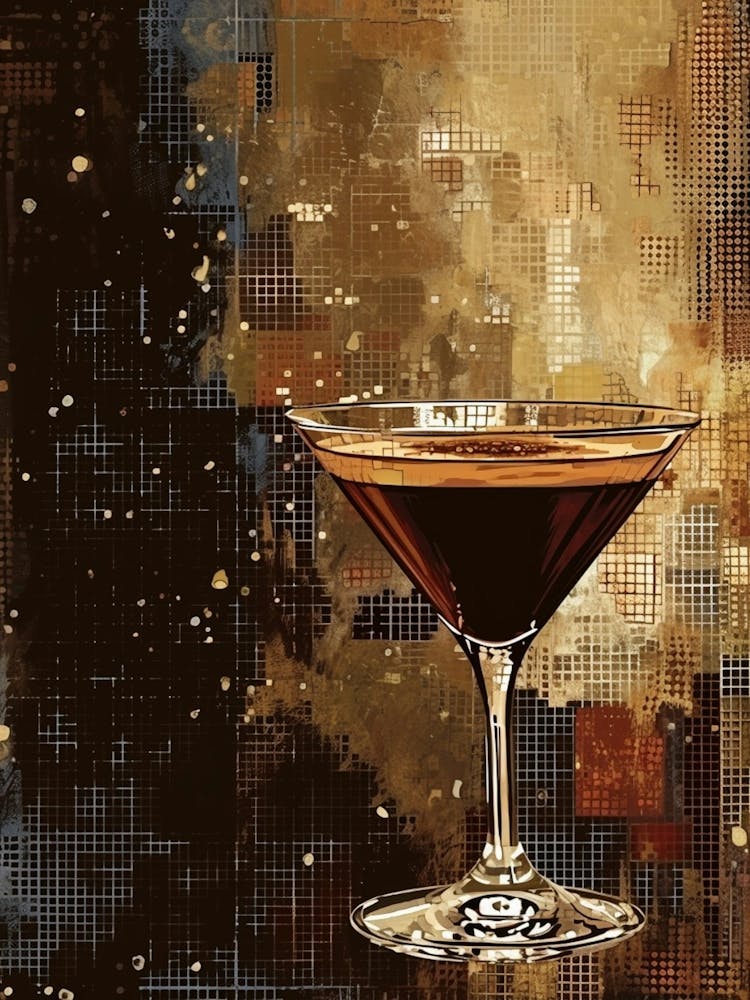 Espresso Martini Watercolour Linework Illustration 2