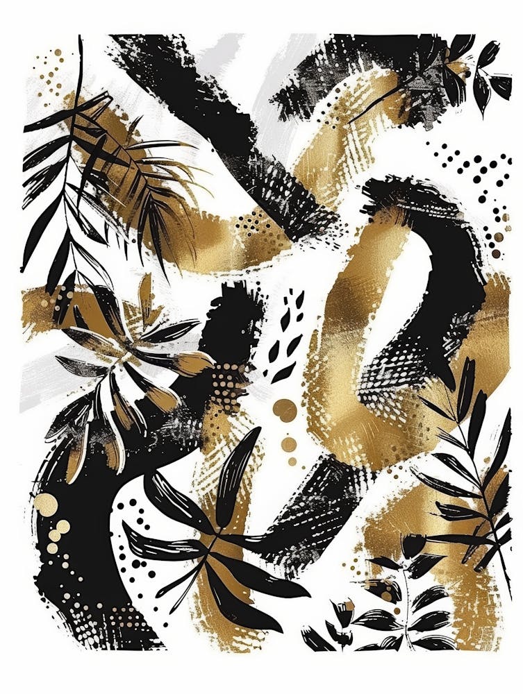 Gold And Black Abstract Painting 57