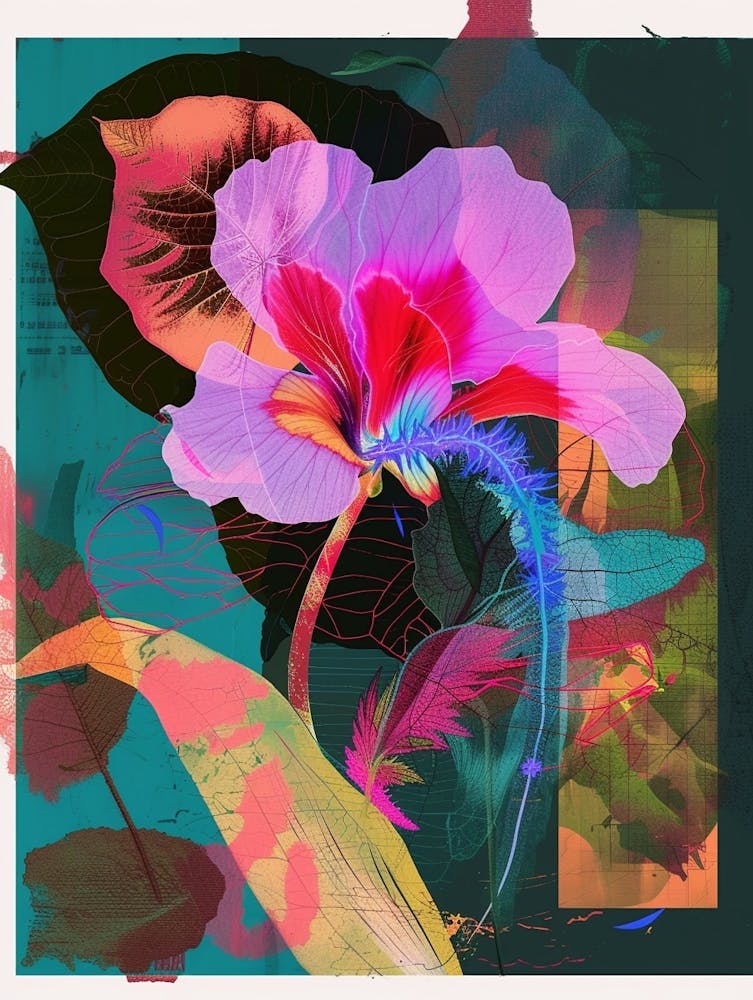 Cyclamen 3 Neon Flower Collage
