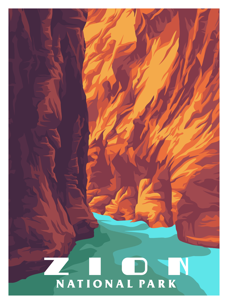 Zion National Park Vintage Travel Poster