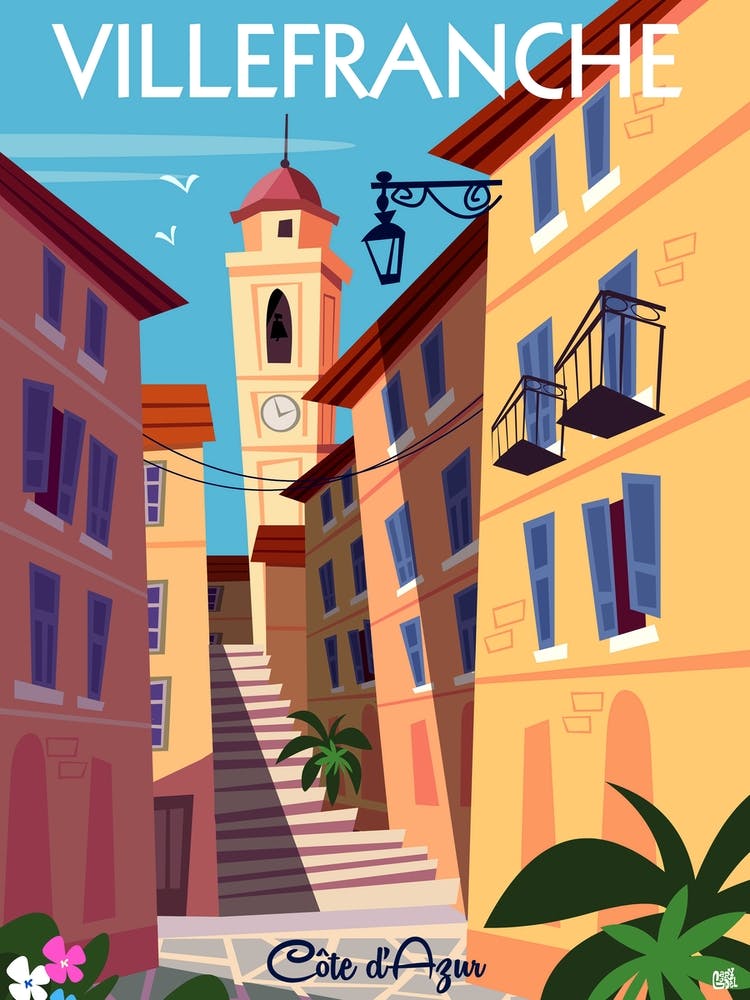 Villefranche Sur Mer Poster Yellow & Blue
