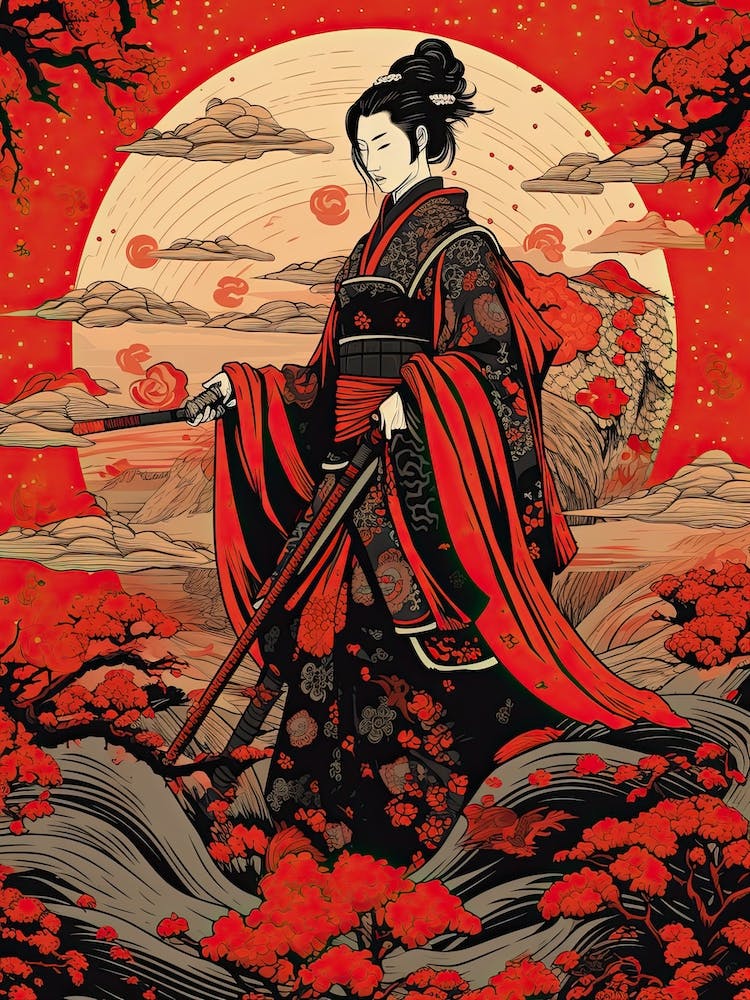 Samurai Ukiyo E Style Illustration 7