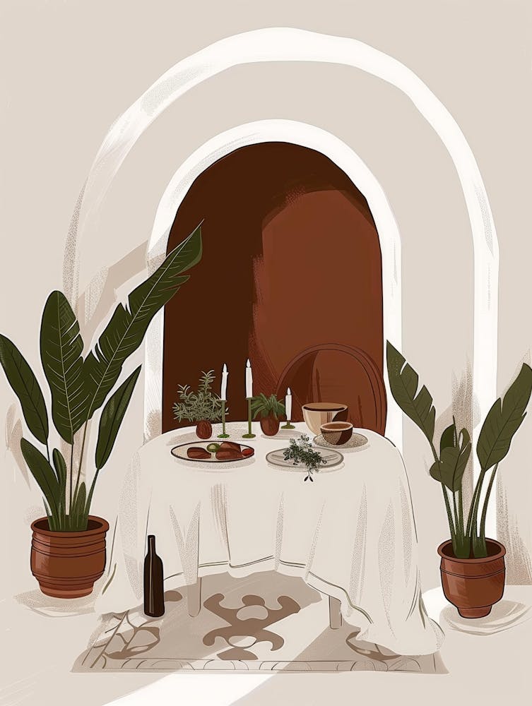 Table Setting With Potted Plants