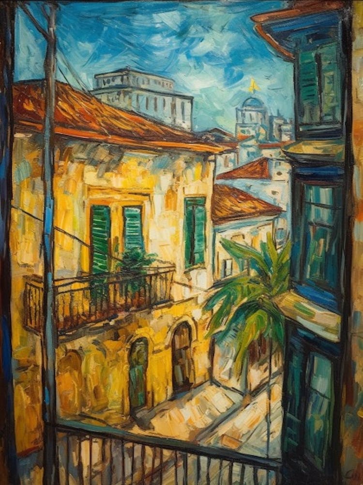 Window View Of Havana In The Style Of Expressionism 2