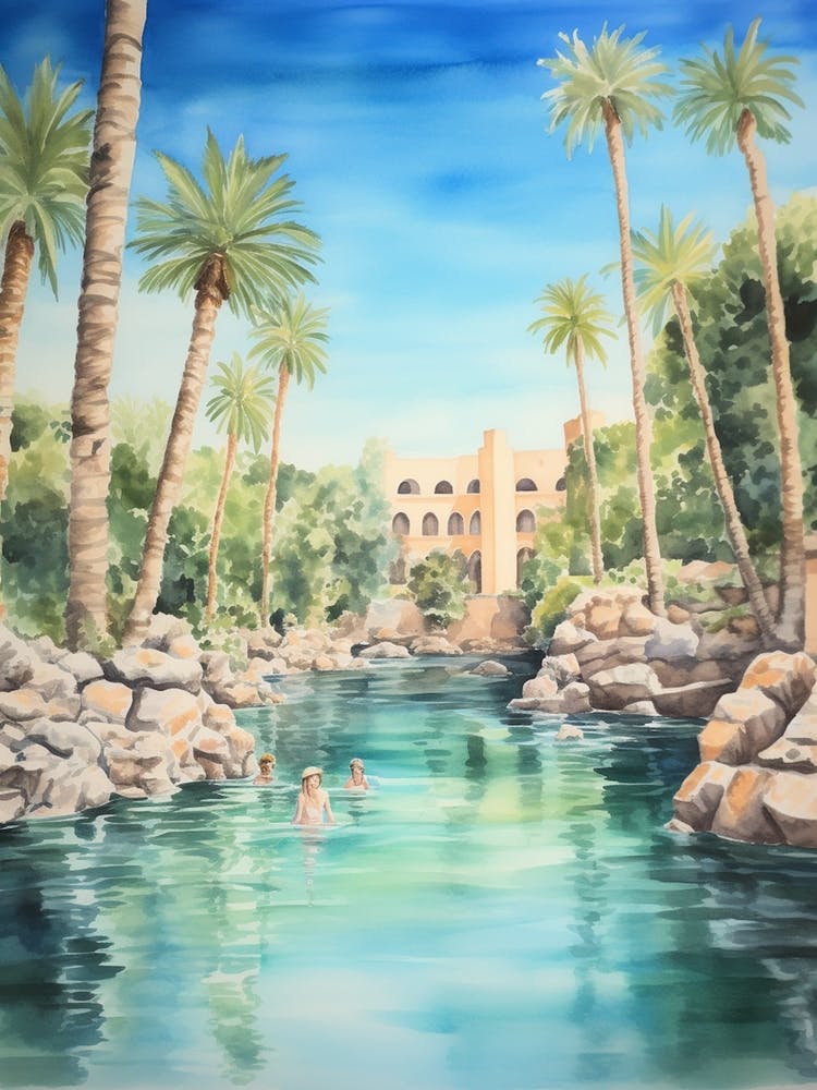 Swimming In Tenerife Spain Watercolour