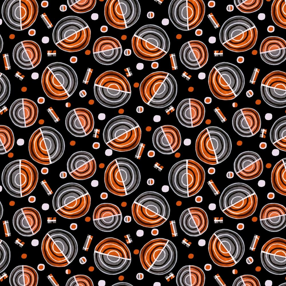 Circles Galore Orange Gray On Black