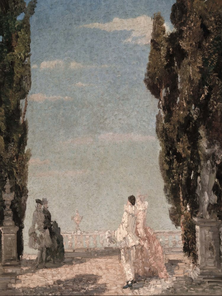 Couple In A Garden Vintage Antique