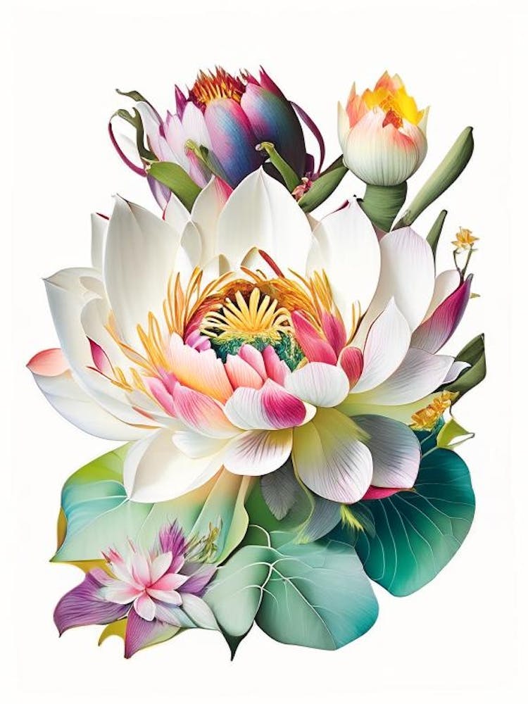 Lotus Flower Bouquet Decoupage 3