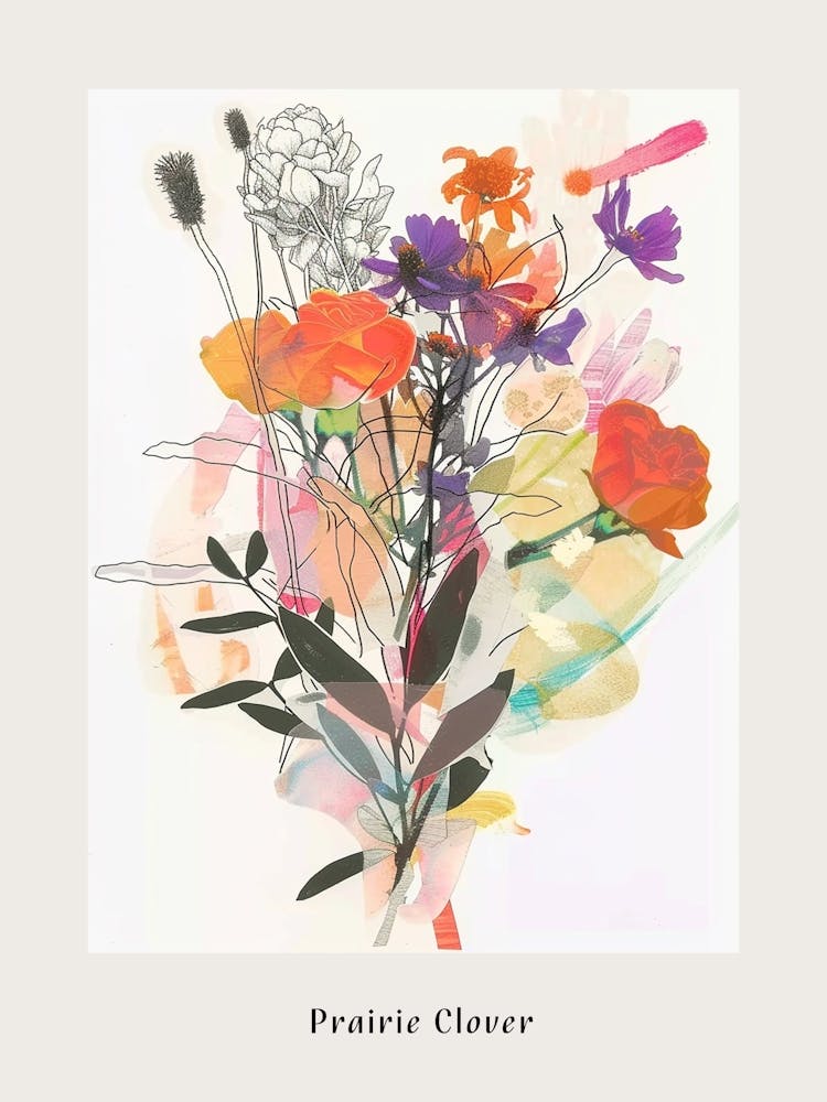 Prairie Clover 3 Collage Flower Bouquet Poster