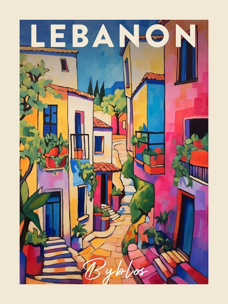 Byblos Lebanon 3 Fauvist Painting  Travel Poster