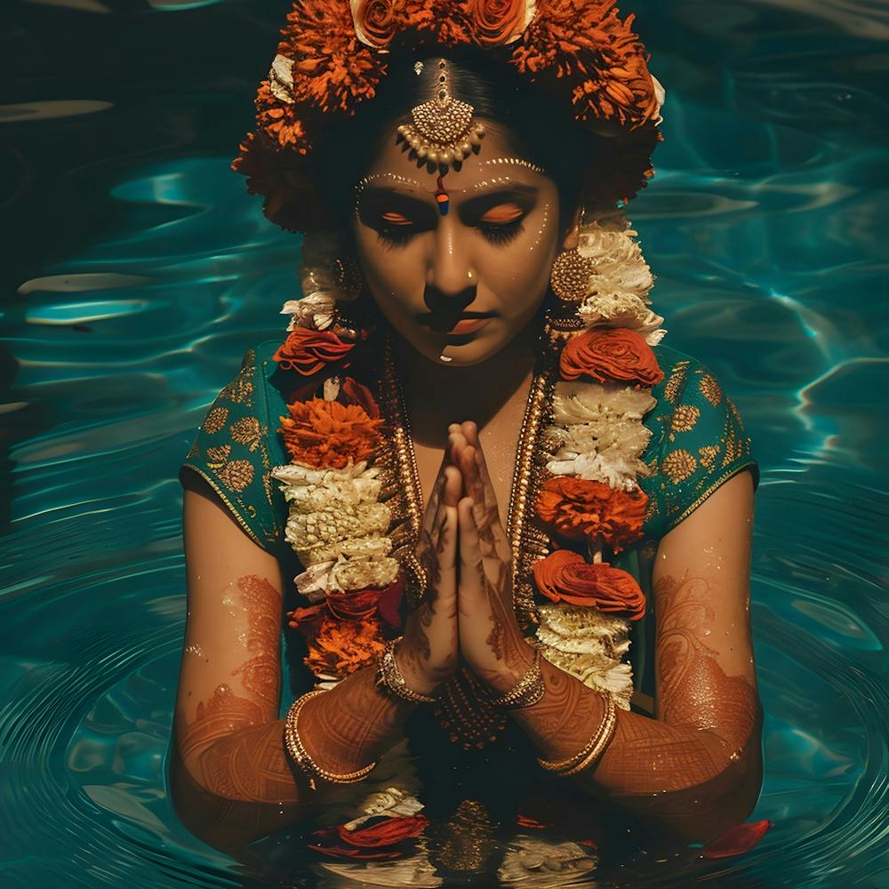 Indian Bride In Water