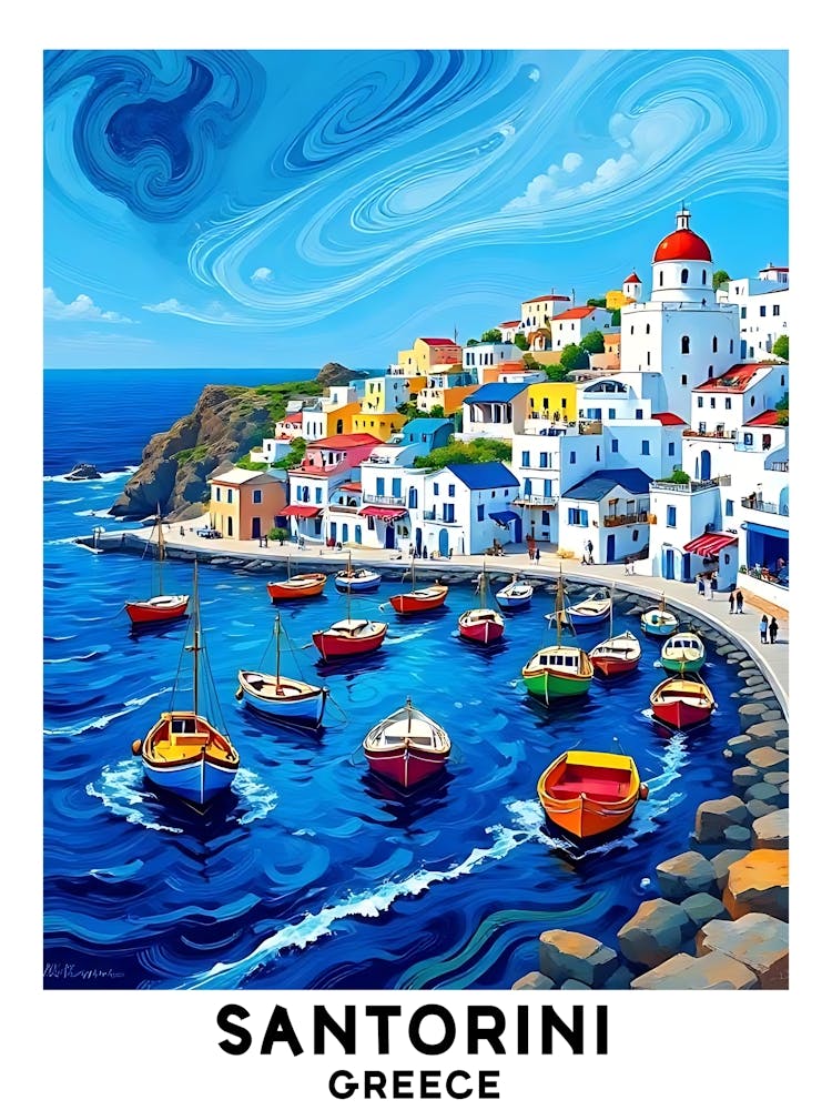 Santorini - Greece Vintage Travel Poster 46
