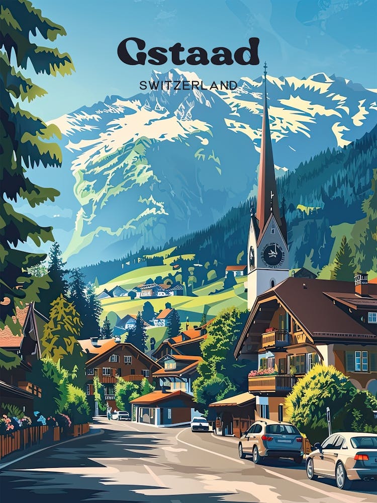Gstaad Switzerland Bern Travel Art