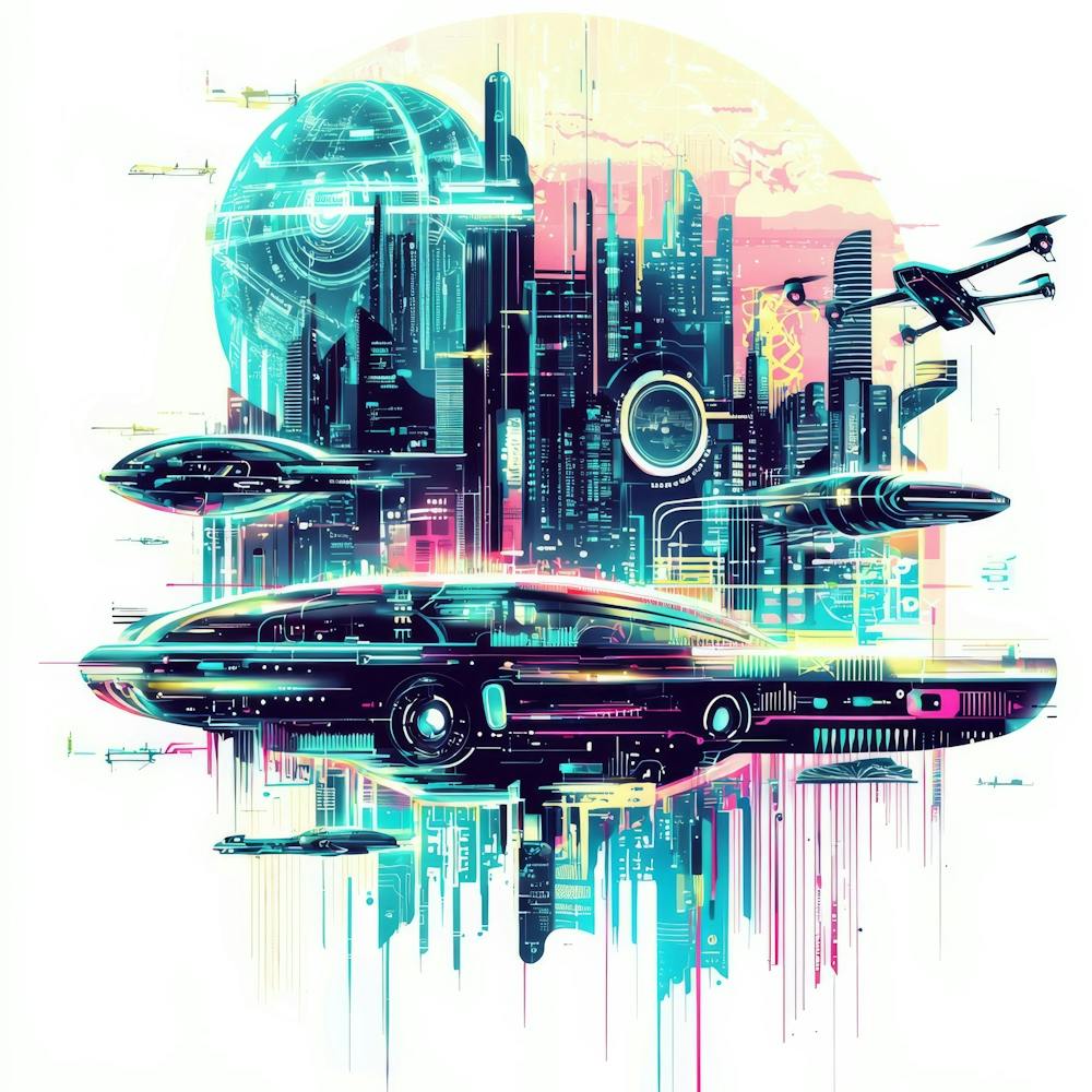 Futuristic City.Generated AI. Wall 1