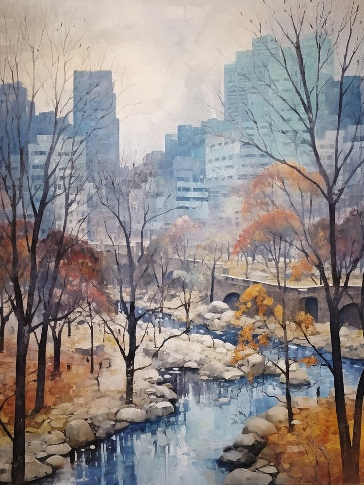 Winter City Park Painting Cheonggyecheon Park Seoul 4