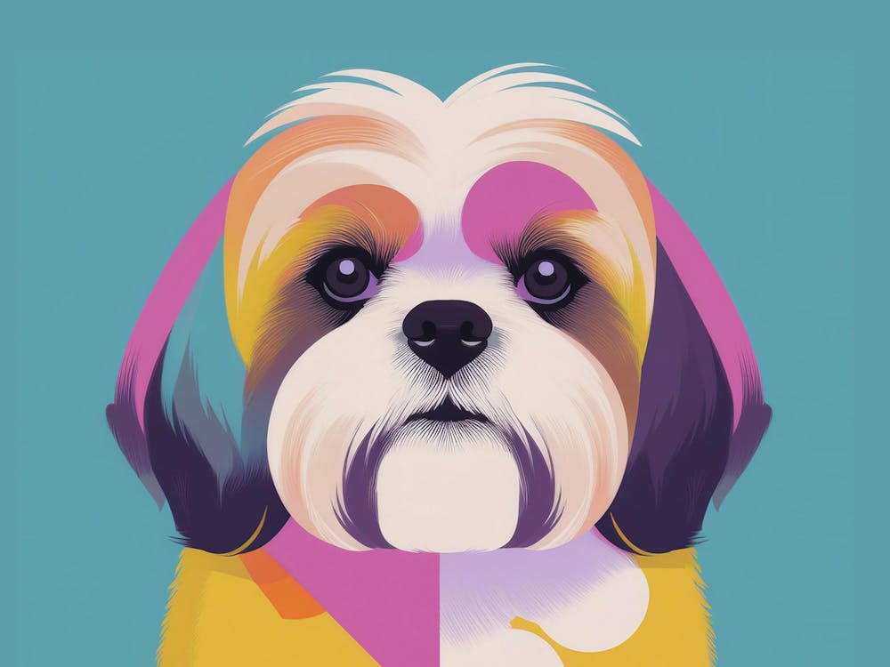 Shih Tzu Dog Portrait Illustration