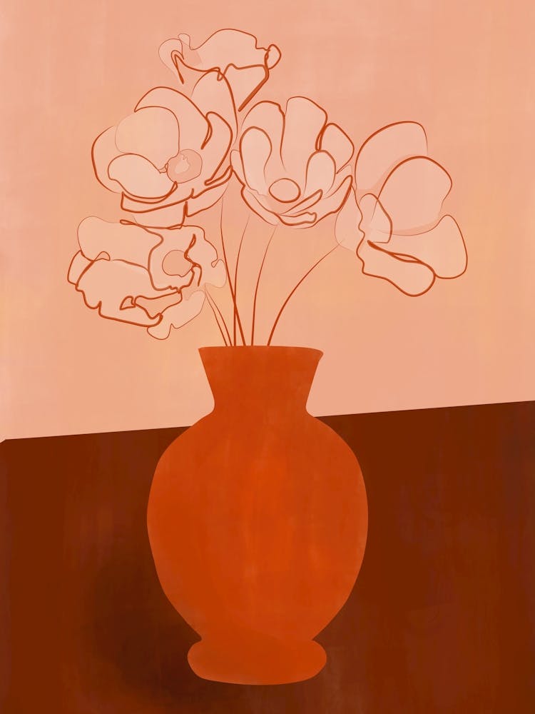 Flowers In A Red Vase No.1