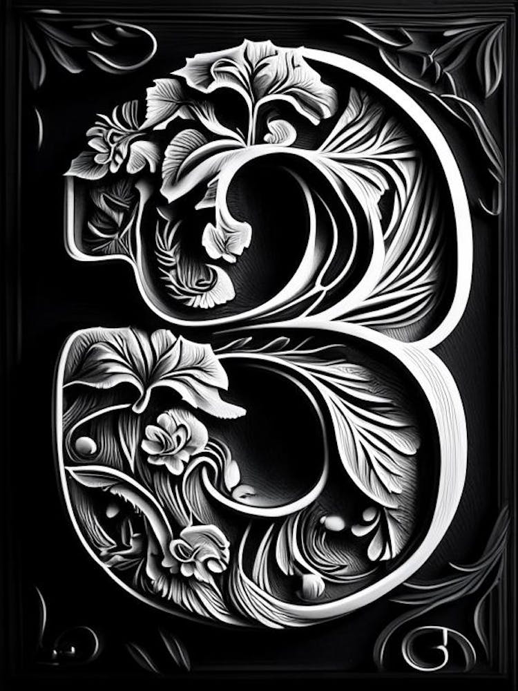 3, Number, Education Linocut