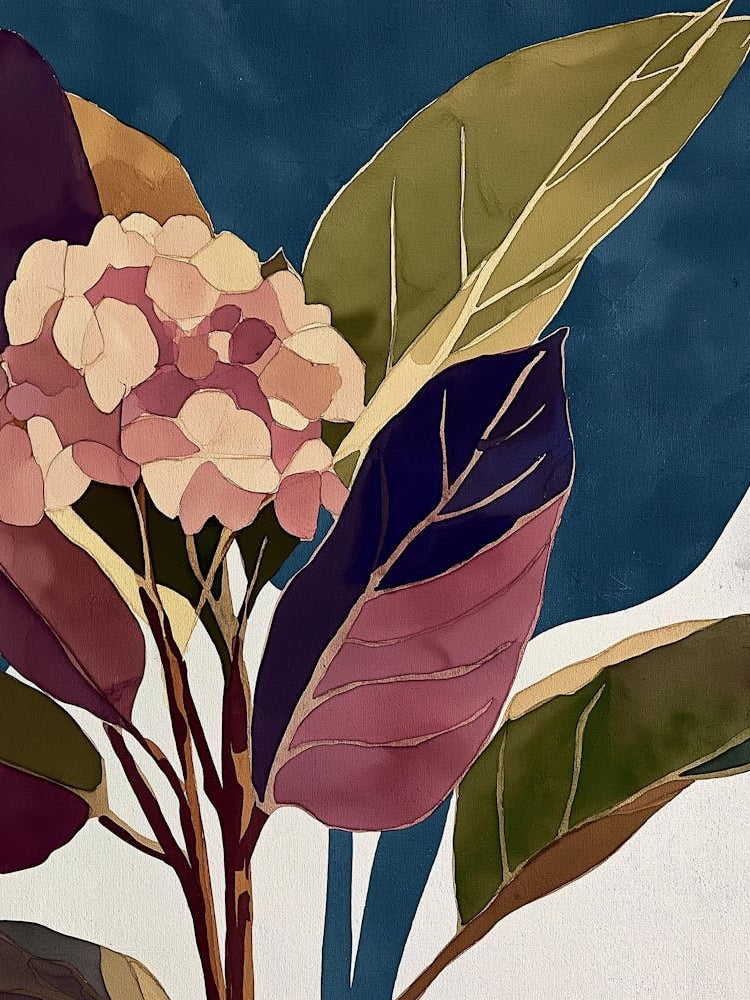 Soft Peach And Cream Hydrangea Clusters Against