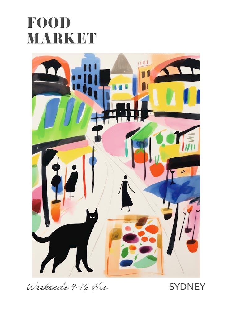 Der Lebensmittelmarkt in Sydney 1 Illustration Poster