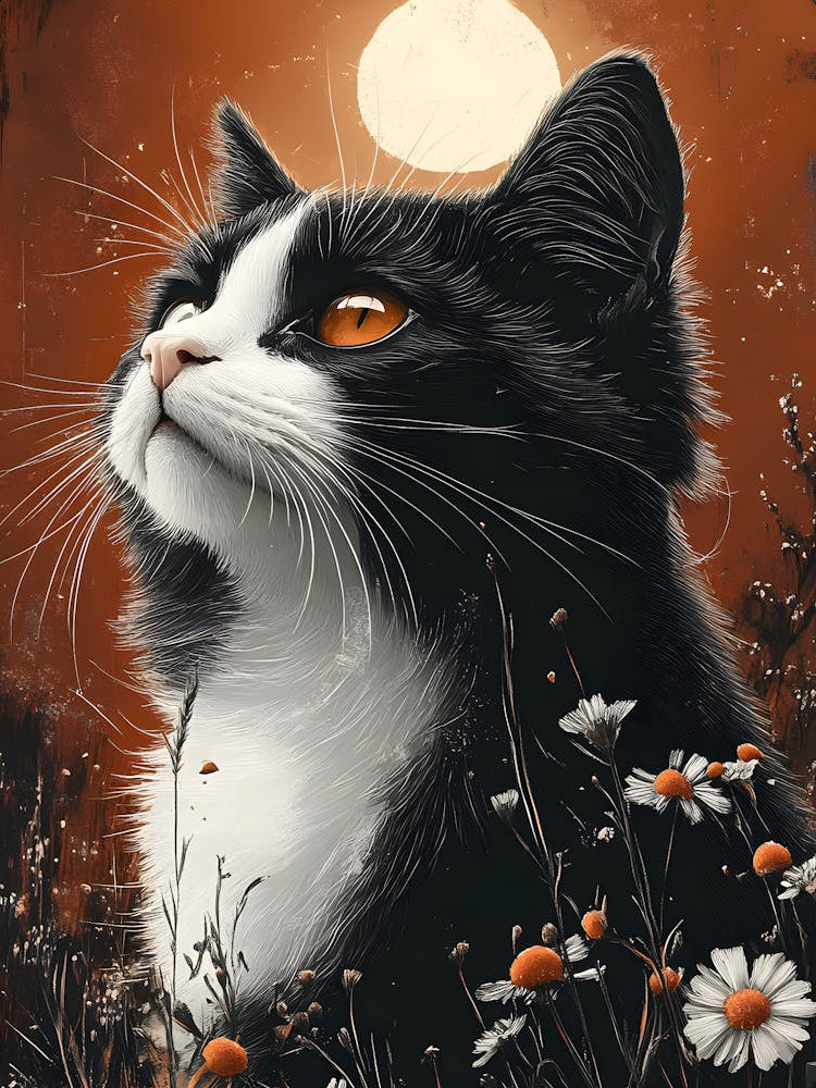 Black Cat In Daisies 4