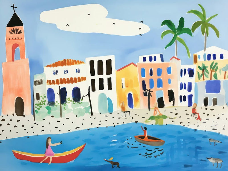 Bari Italy Cute Watercolour Illustration 1