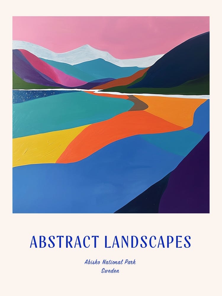 Colourful Abstract Abisko National Park Sweden 3 Poster Blue