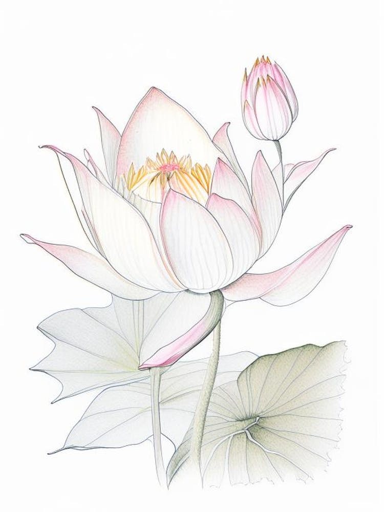 Lotus Floral Quentin Blake Inspired Illustration 4 Flower
