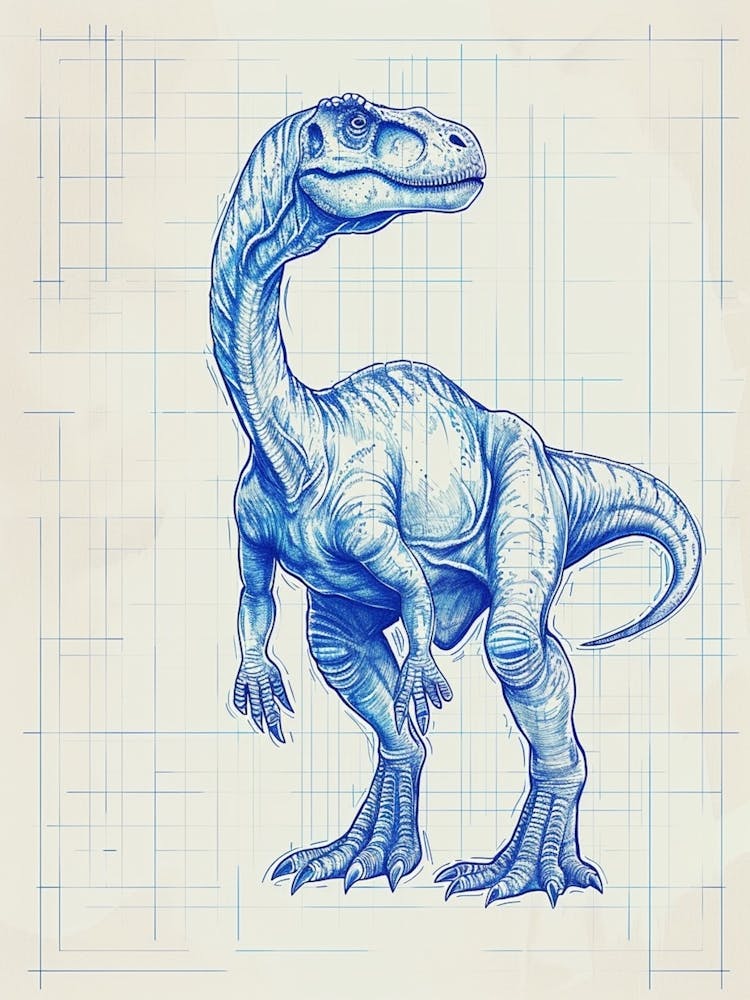 Maiasaura Dinosaur Blue Print Sketch 1