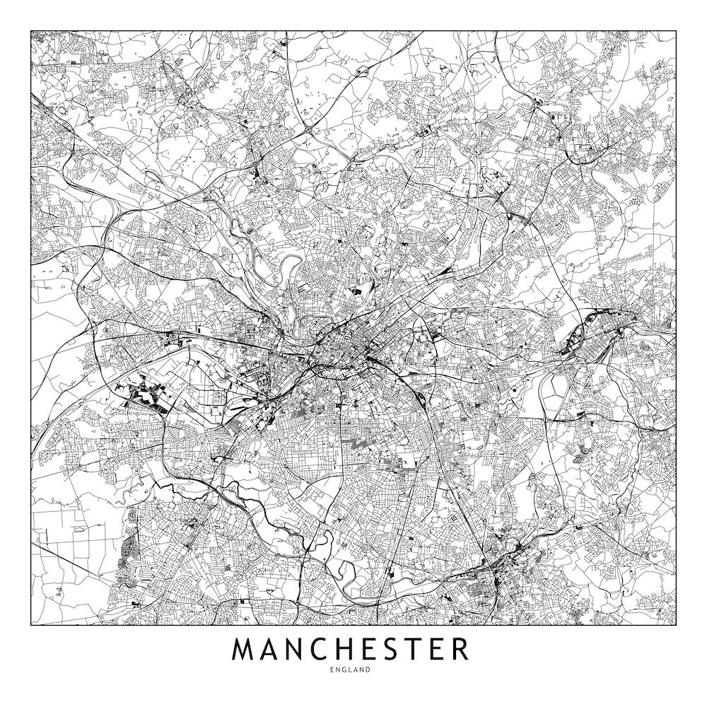 Manchester White Map Square