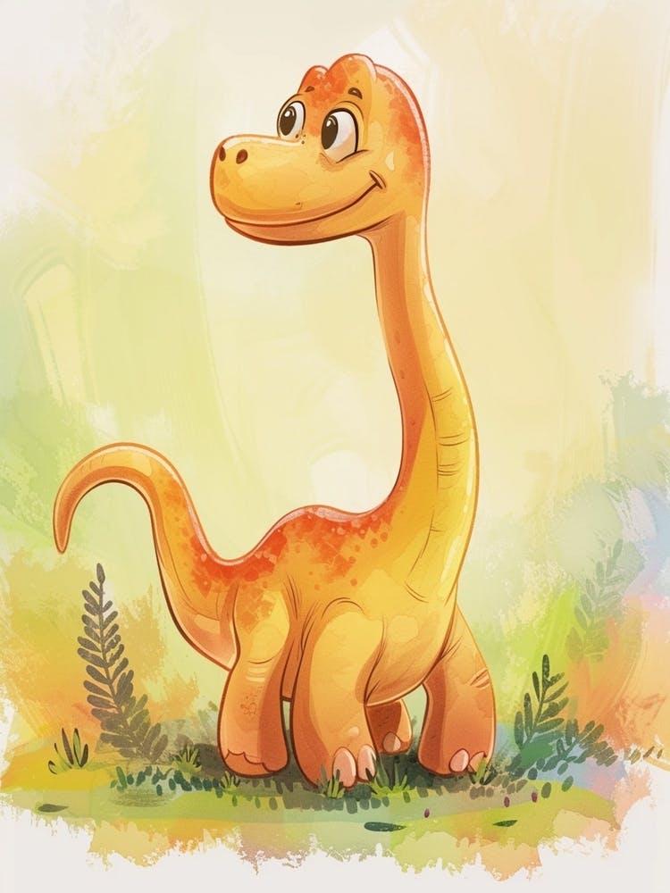 Cute Cartoon Amargasaurus Dinosaur 2