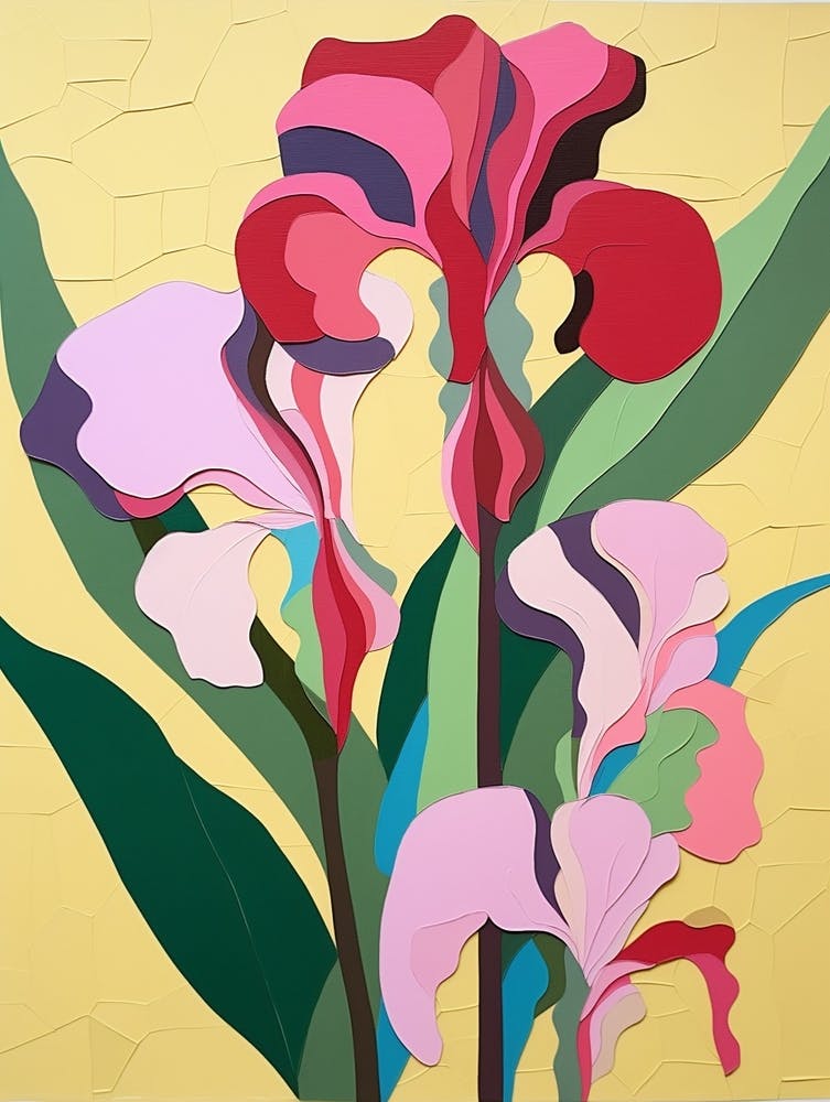 Cut Out Style Flower Art Iris 1