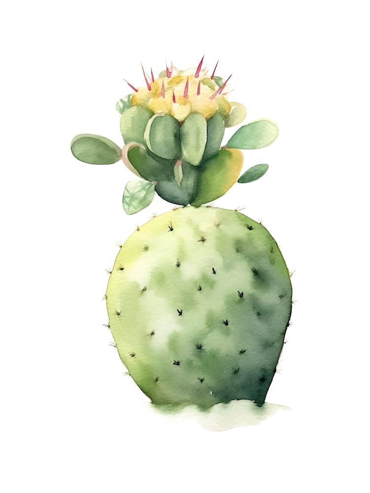 Lemon Ball Cactus Watercolour Drawing 3
