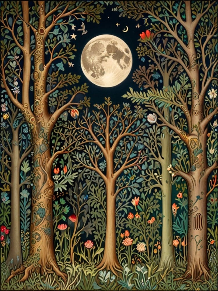 William Morris Moonlight In The Forest 100