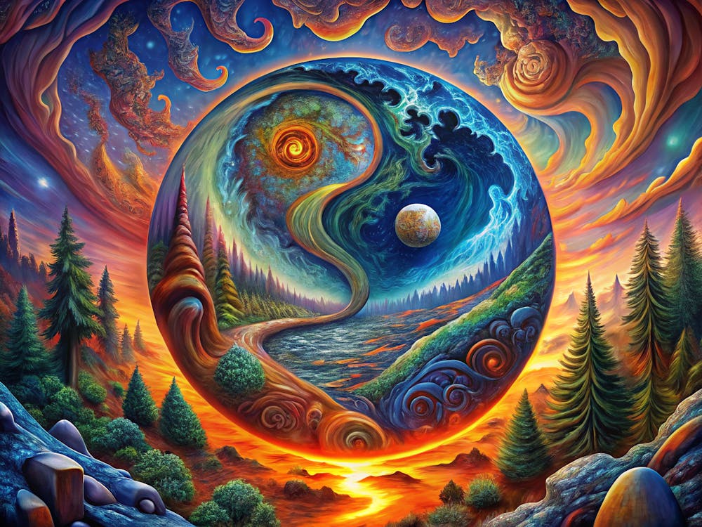 In A Van Gogh Elemental Harmony Create A Cosmic