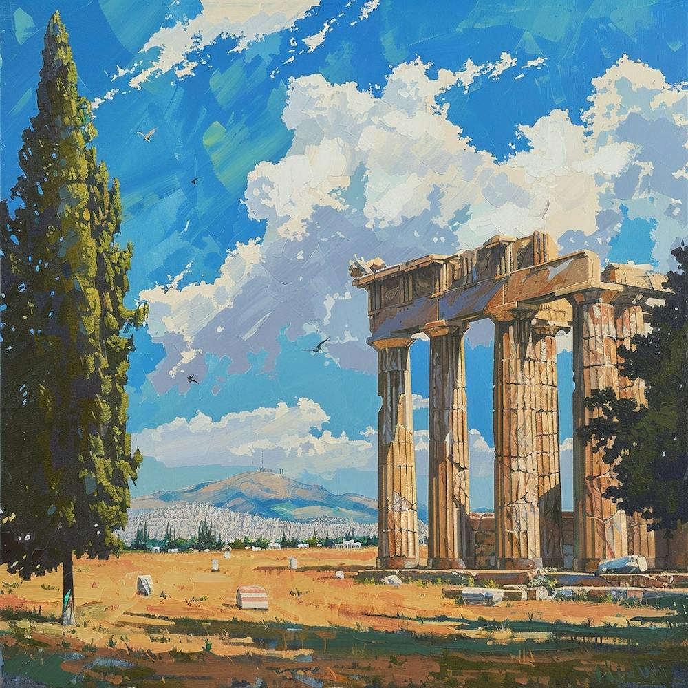 Parthenon Oil Painting 1