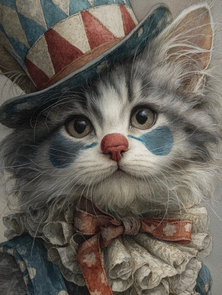 Cat In A Clown Hat