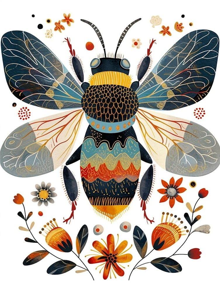 Colourful Insect Illustration Bee 2