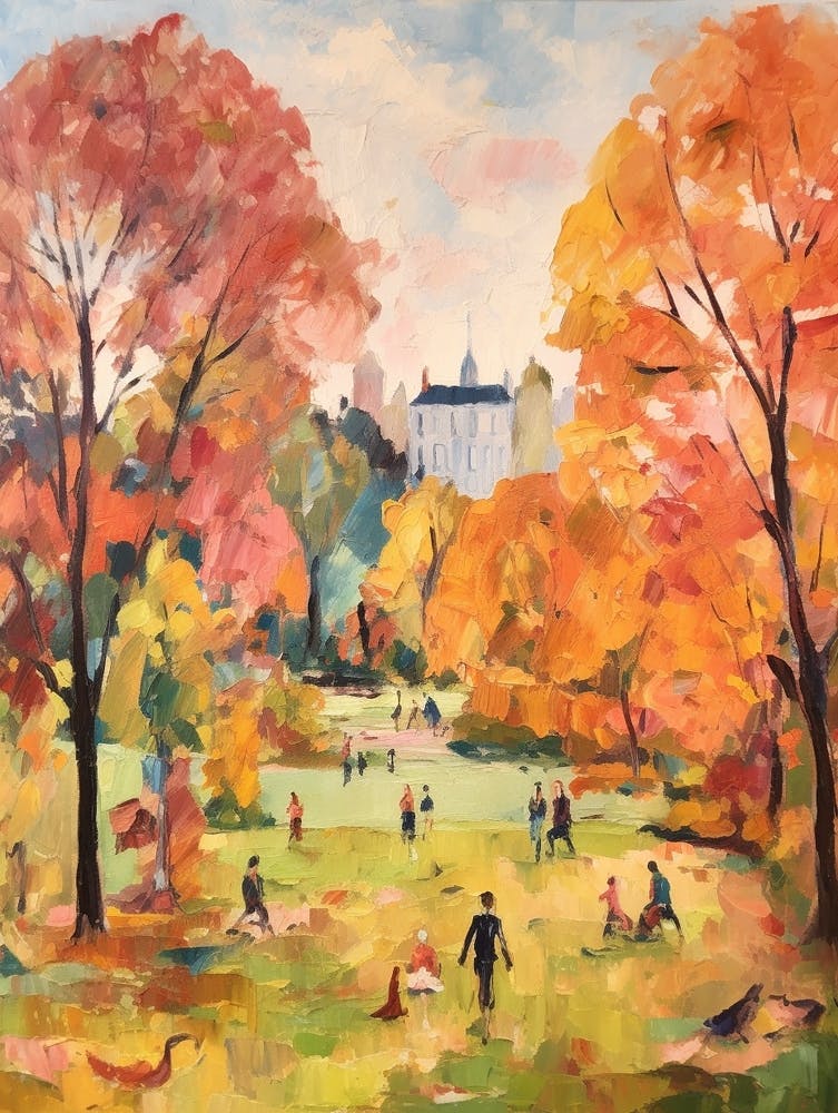 Autumn City Park Painting Brockwell Park London 1