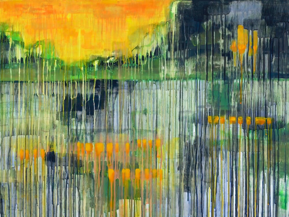 Sun In A Swamp - Wet Abstract Landscape