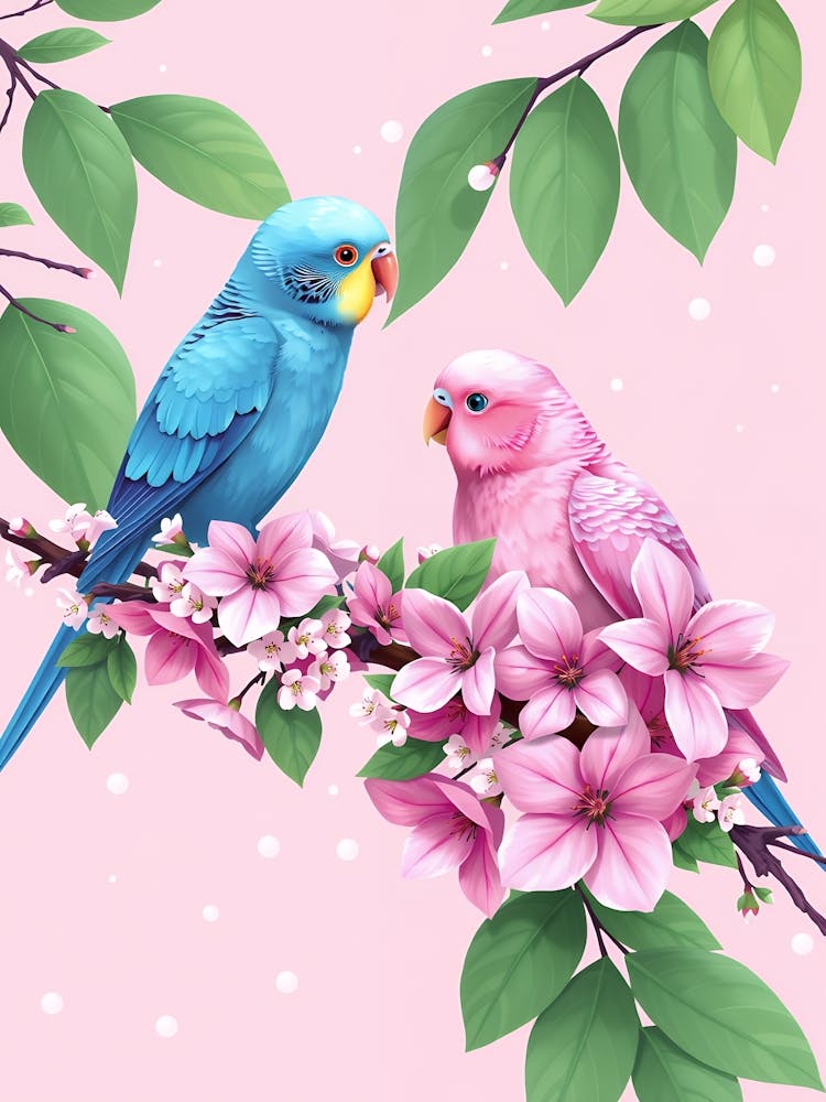 Two Parrots On A Branch