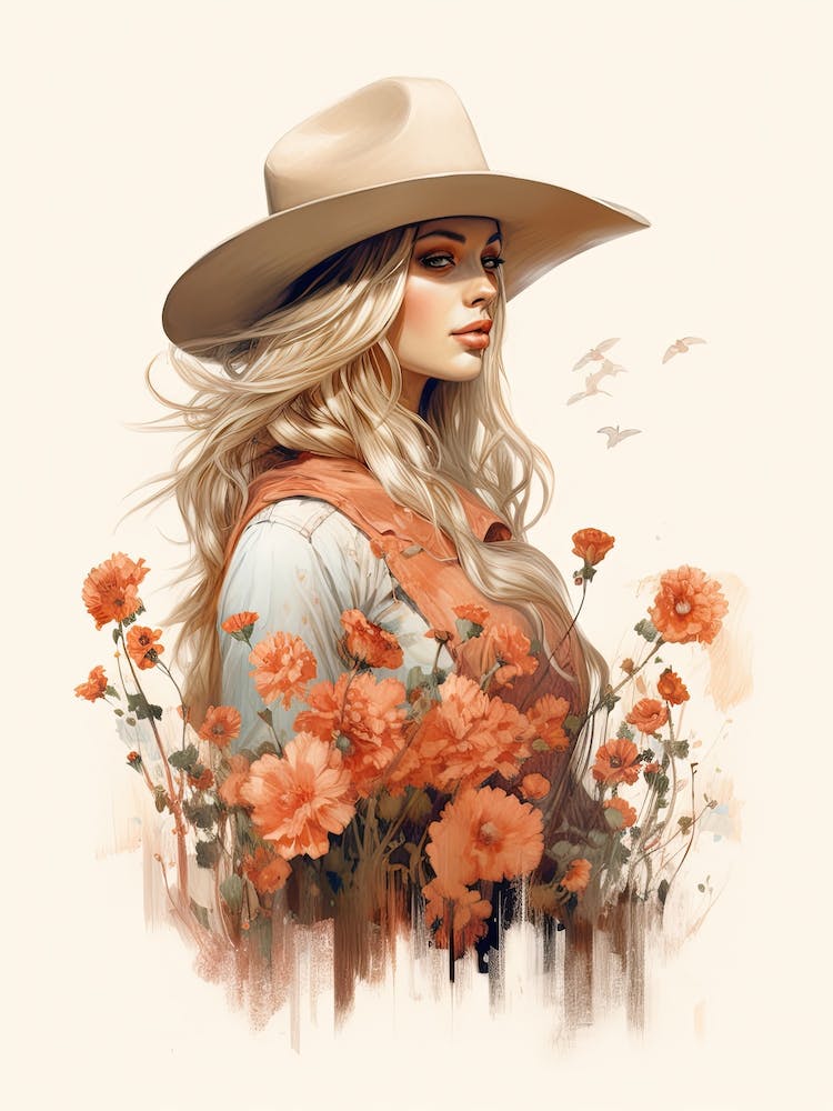 Cute Cowgirl Watercolour 4