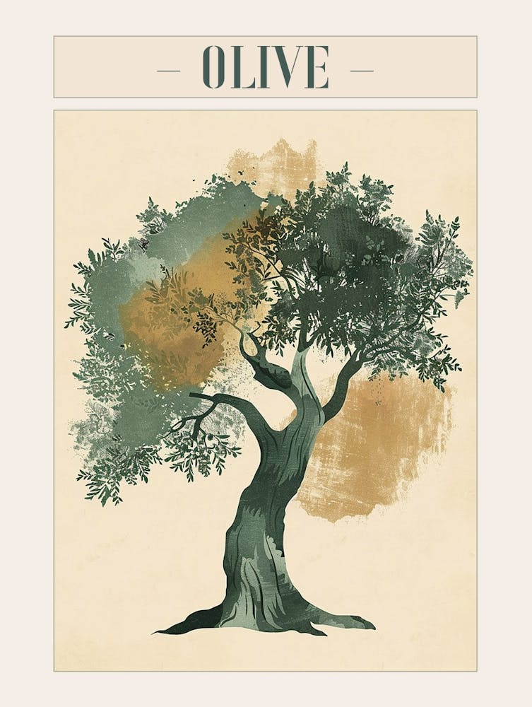 Olive Tree Minimal Japandi Illustration 1 Poster